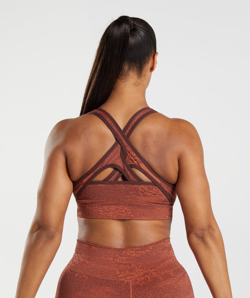 Women's Gymshark Adapt Camo Seamless Sports Bra Brown | CA A58N17